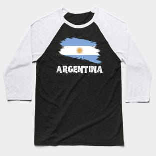 Argentina Flag with Distressed Flag and Letters Baseball T-Shirt